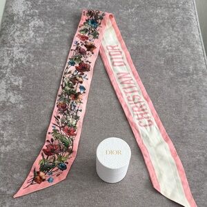 Dior Pink Floral Silk Twilly